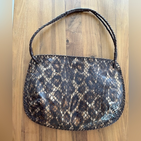 SONDRA ROBERTS Shoulder Bag Textured Snakeskin Animal Print Braided Handle - Picture 1 of 15